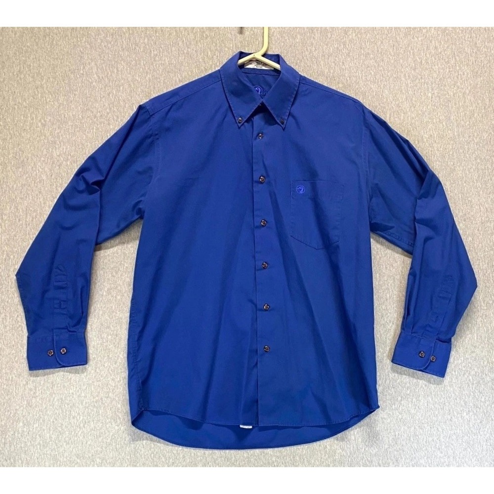 Duck Head Dress Shirt Mens Med 15.5 Blue Cotton Pleated Formal Wrinkle Resistant